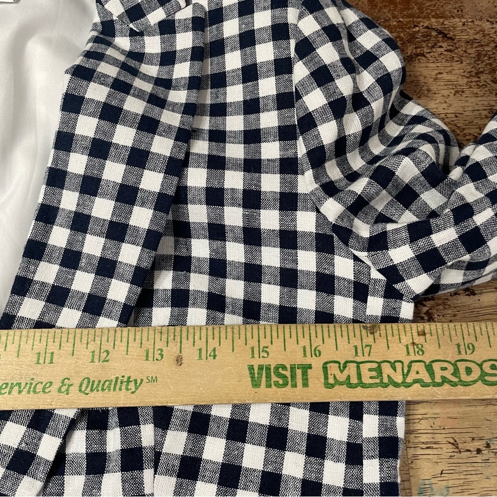 J. Crew Holland‎ Blazer Linen Blend Navy White Gingham Size 4 Lined Preppy - Picture 6 of 12